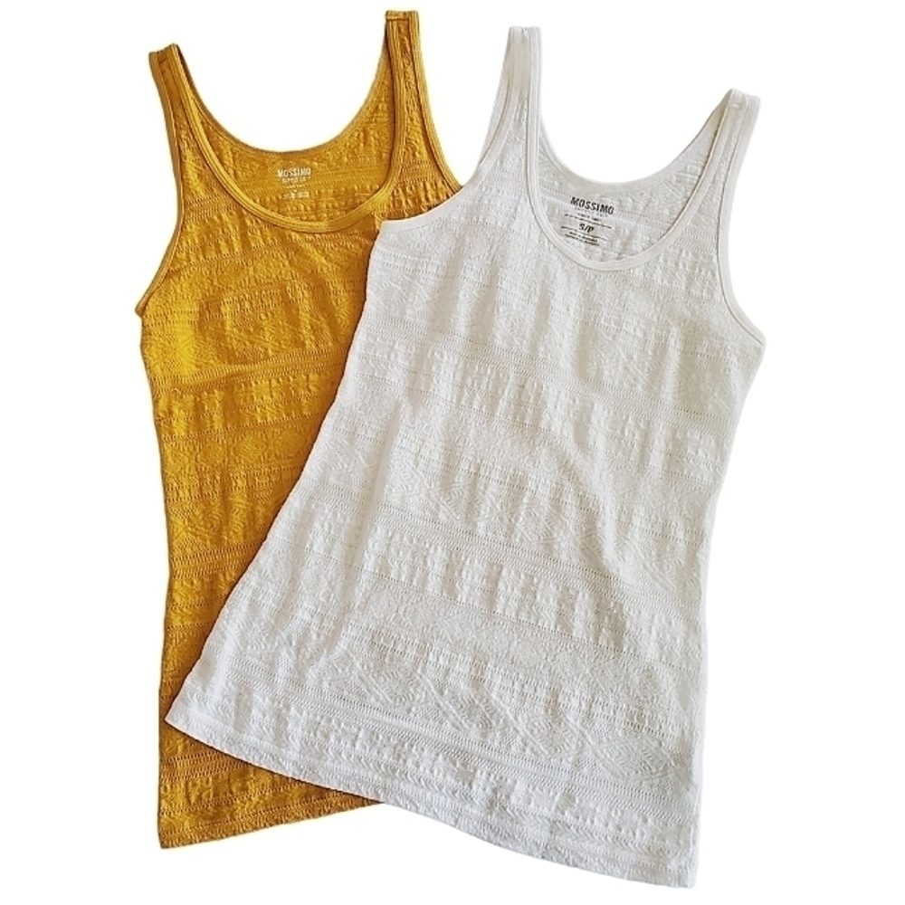 1282 * Mossimo Patterned Tank Tops Yellow White Size S/SP Set of 2